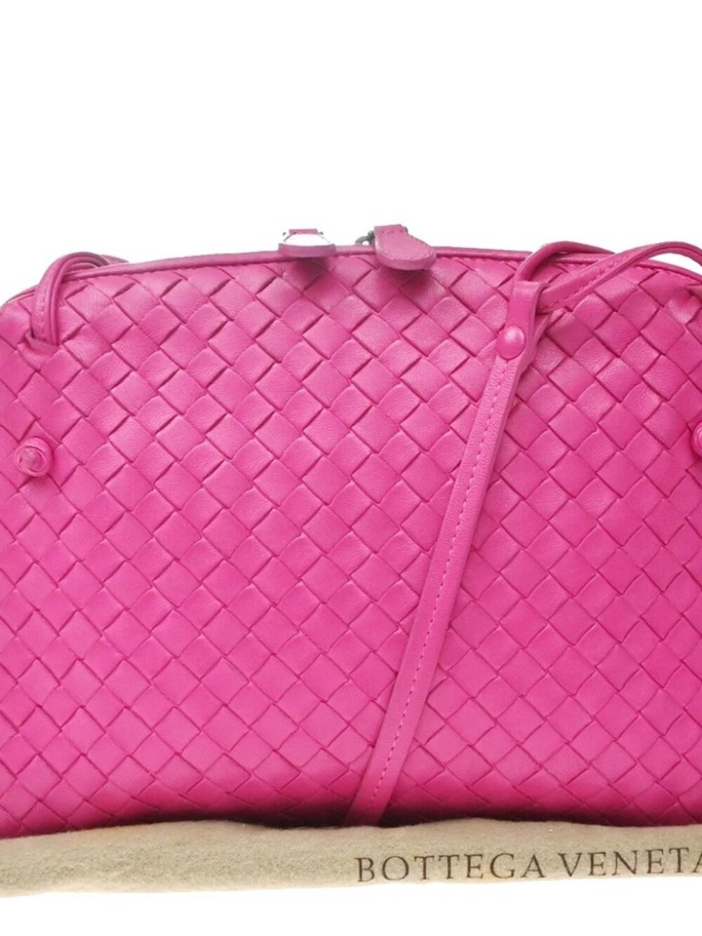 BOTTEGA VENETA Logo Intrecciato Nodini Shoulder Bag Leather Pink Italy